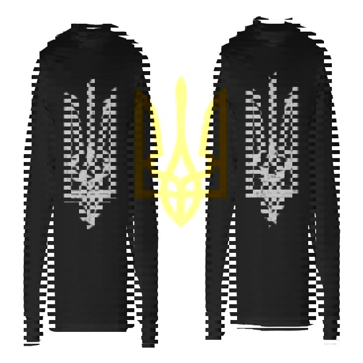 ウクライナのトライデントシンボル ウクライナ支援愛国 長袖Tシャツ