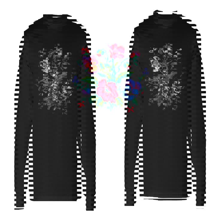 ウクライナの国民服ウクライナの刺繍の花 長袖Tシャツ ギフトのアイデア