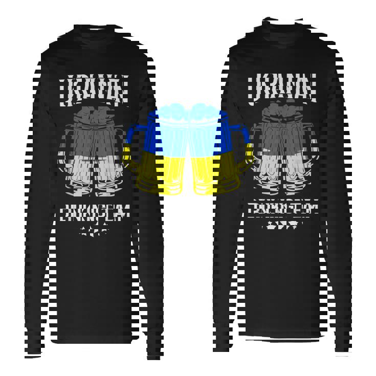 ウクライナ国旗ビール ウクライナ飲酒チーム 長袖Tシャツ