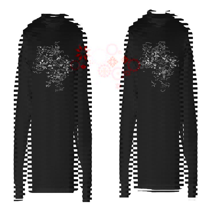 ウクライナ地図 ヴィシバンカ風 Ua刺繍 長袖Tシャツ