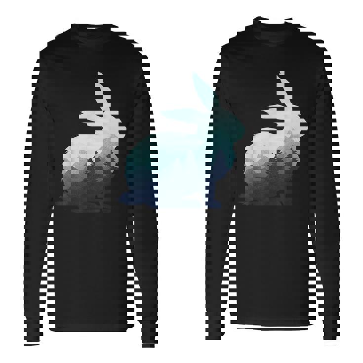 ウサギ バニー 野ウサギ 動物 野生 芸術的 グラフィック 自然 長袖Tシャツ