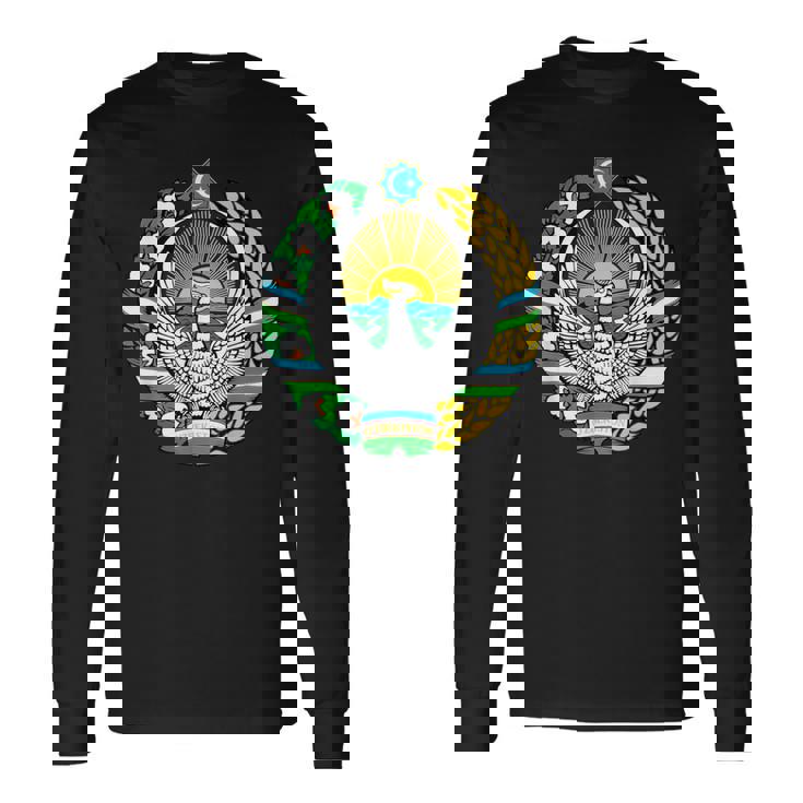 ウズベキスタン 紋章 旗 ウズベキスタン 長袖Tシャツ ギフトのアイデア