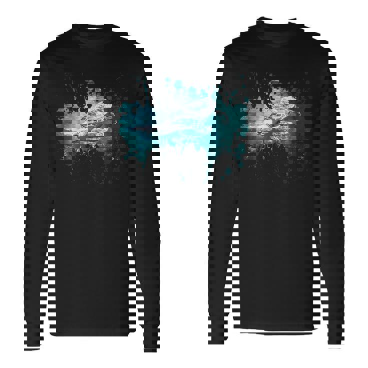 メンズ ウミガメ 風景 亀 長袖Tシャツ