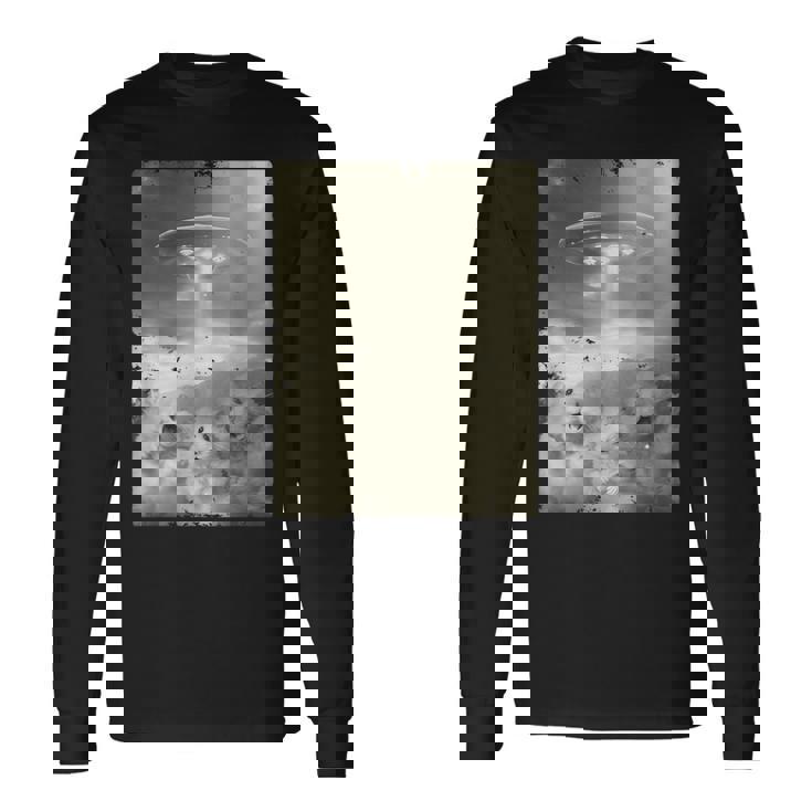 エイリアン Ufo の侵略 面白いハムスターの自撮り 長袖Tシャツ