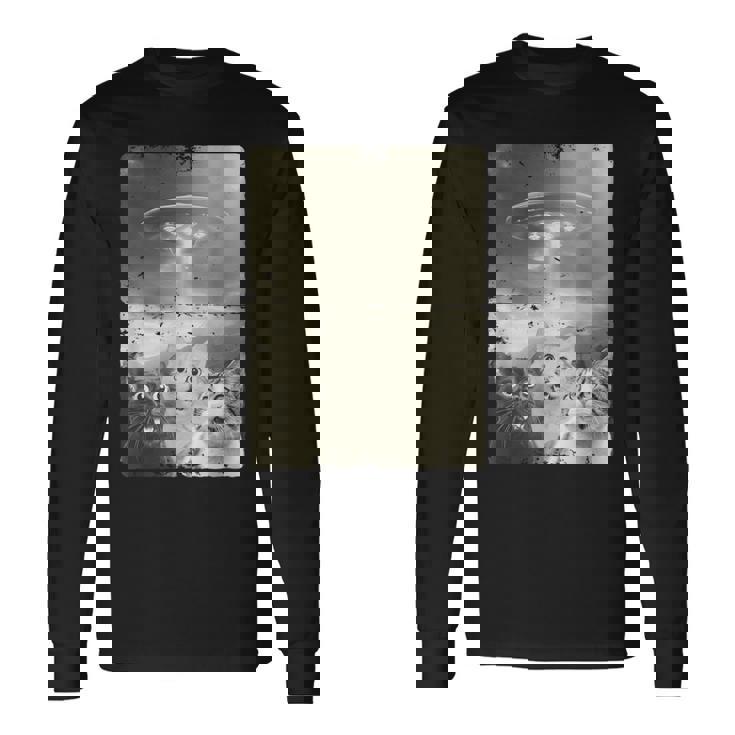 エイリアン Ufo ファニー キャッツ エイリアンの侵略猫 長袖Tシャツ