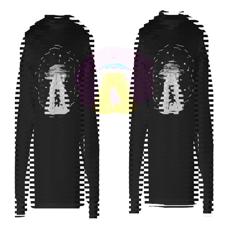 エイリアン Ufo ファニー キャット おもしろ 猫好き 猫飼い 猫 ネコ ねこ 黒猫 くろねこ好き 面白い 長袖Tシャツ