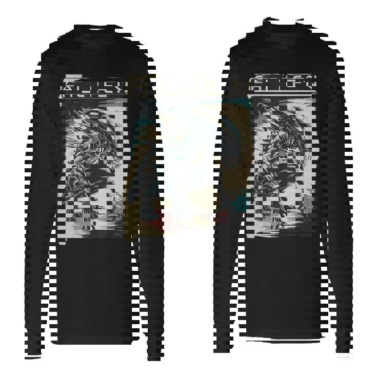 エイリアンxenomorphイラストポスター。 長袖Tシャツ