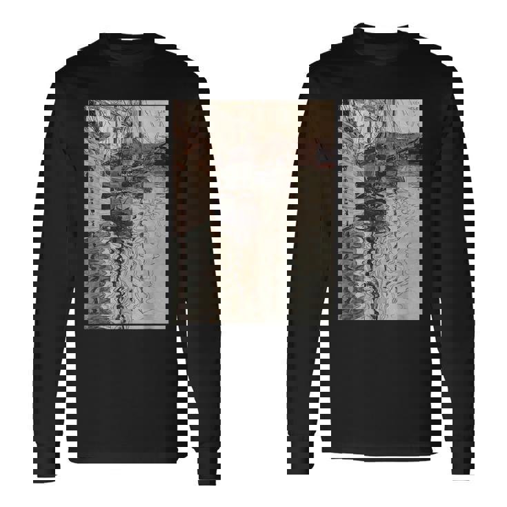 エゴン・シーレ作「トリエステの港」1907 長袖Tシャツ