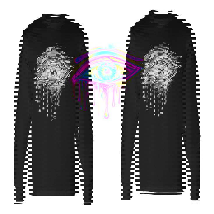 エジプトのホルスの目 トリッピー サイケデリック アート 宇宙 シュール 長袖Tシャツ