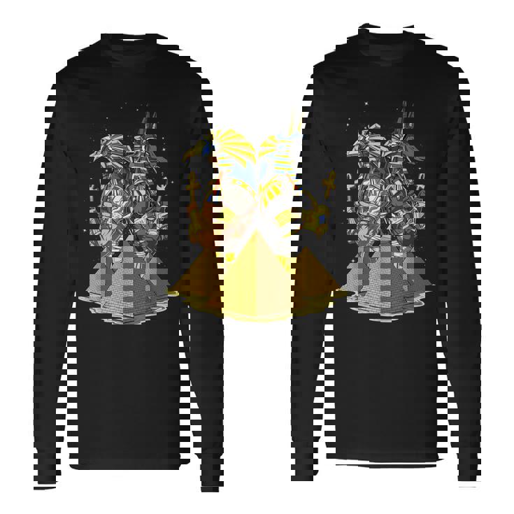 エジプトの神々アヌビスとホルスの目エジプトのピラミッドアンクのシンボル古代エジプト神話 長袖Tシャツ