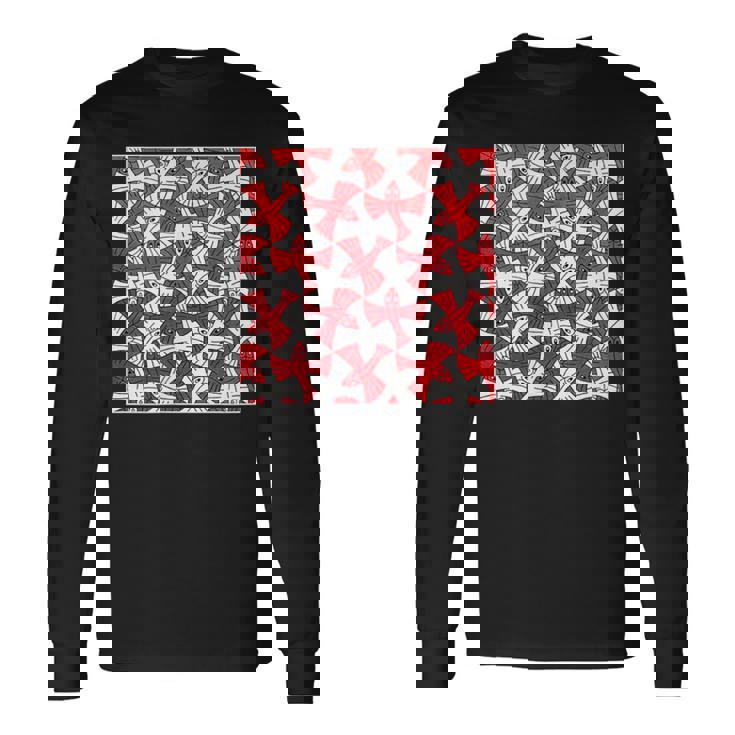 エッシャーにインスパイアされた鳥のテッセレーション。 長袖Tシャツ