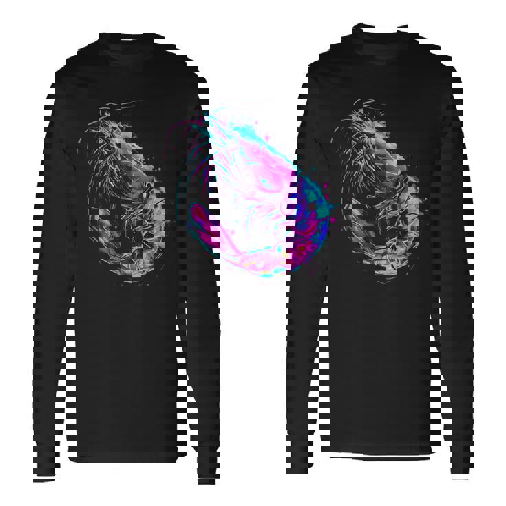 エビ 海 海 海 エビ 海 動物 海洋 哺乳類 モチーフ 長袖Tシャツ