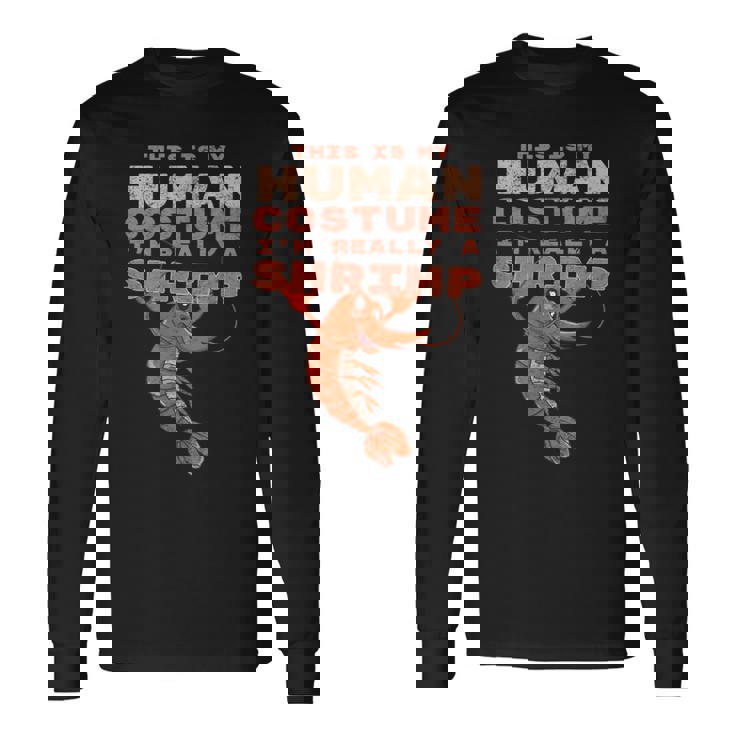 エビ 面白い人間のコスチューム レトロ エビやザリガニ 長袖Tシャツ