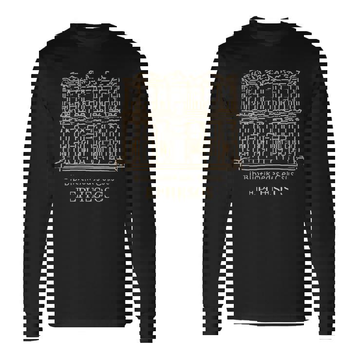 エフェソス、セルチュク、トルコ ケルスス図書館の図面 長袖Tシャツ