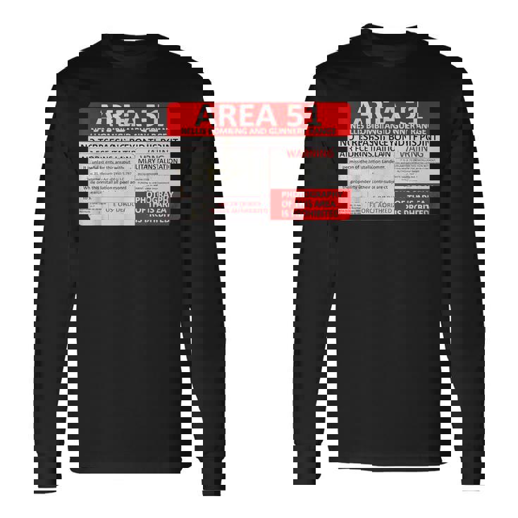 エリア51 フェイクミリタリーサイン 長袖Tシャツ