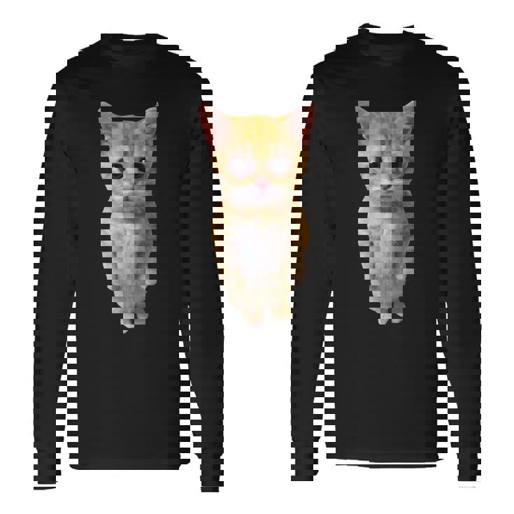 エルガト ミーム 悲しい泣き猫 マンチキン キティ ミーム トレンディ 長袖Tシャツ