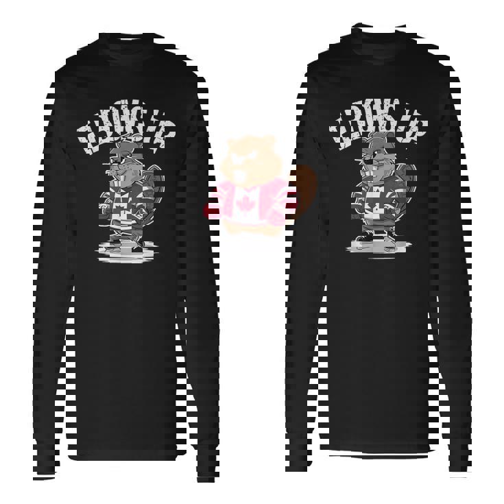 エルボーズ アップ ホッケー ビーバー カナダ人 誇り高き北 強くて自由 長袖Tシャツ ギフトのアイデア