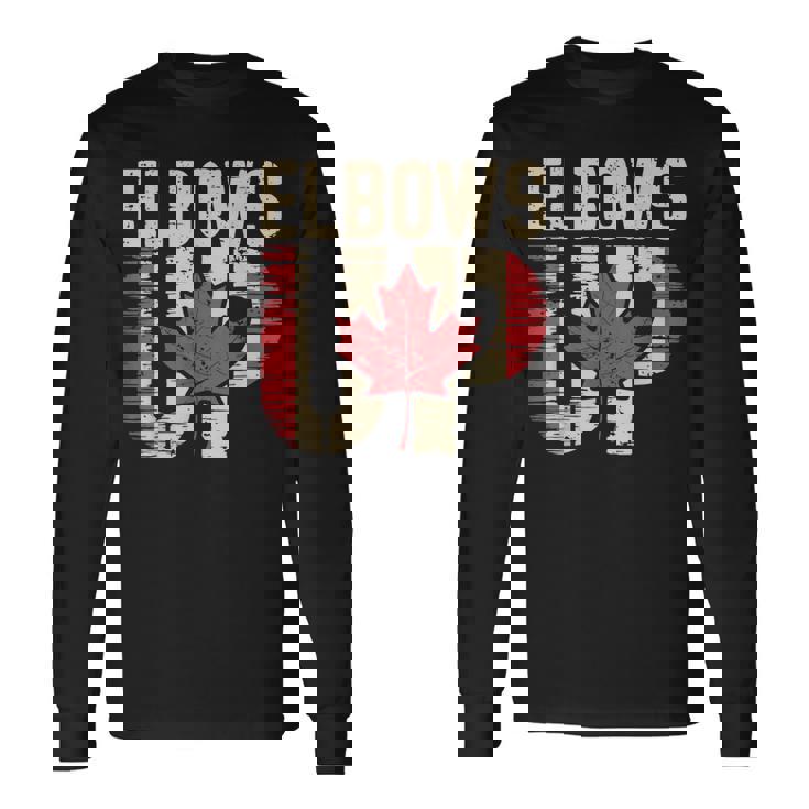 エルボーズアップ カナダ カナダ国旗 プライド 北 強い メープルリーフ 長袖Tシャツ
