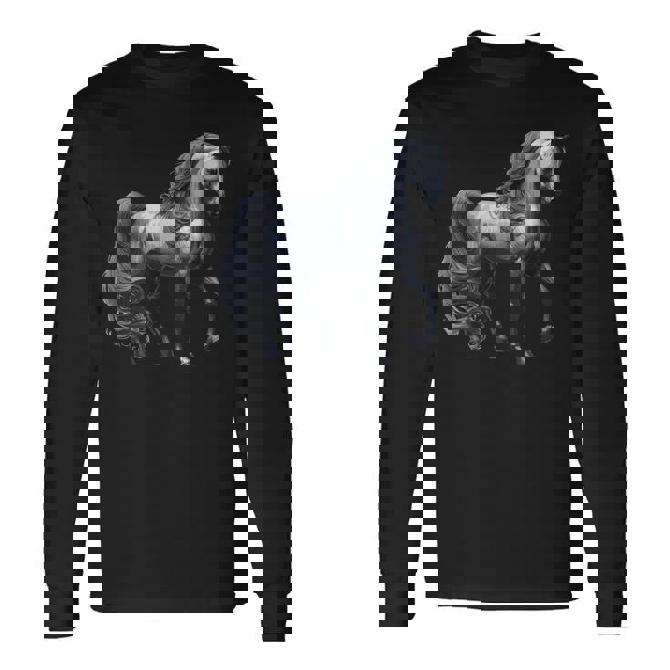 エレガントなアラビア馬のデザイン、馬好きに最適です。 長袖Tシャツ