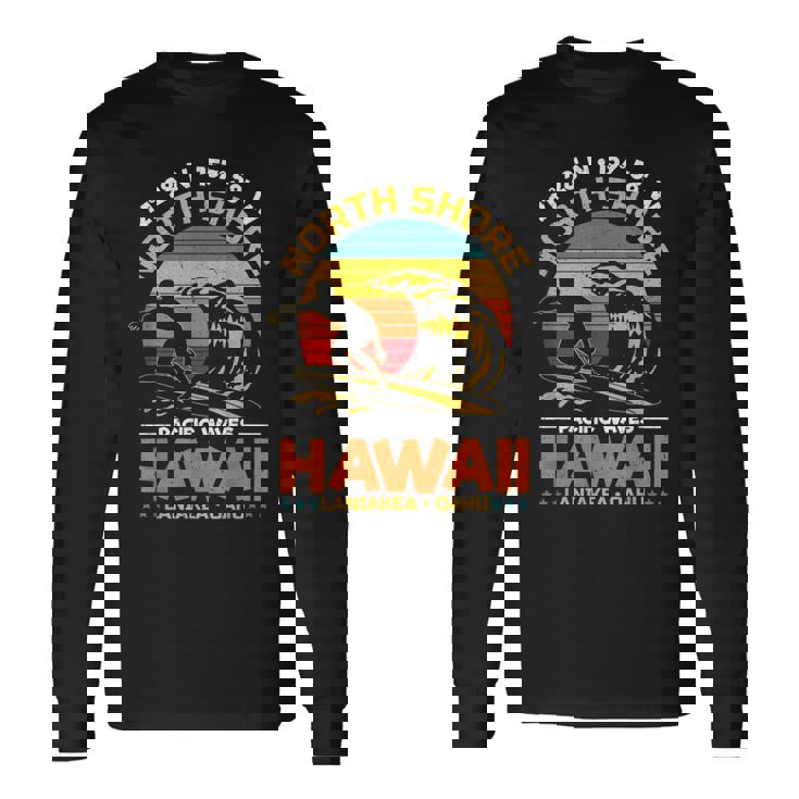 オアフ島のラニアケアビーチノースショアサーフィンハワイオアフ島 長袖Tシャツ