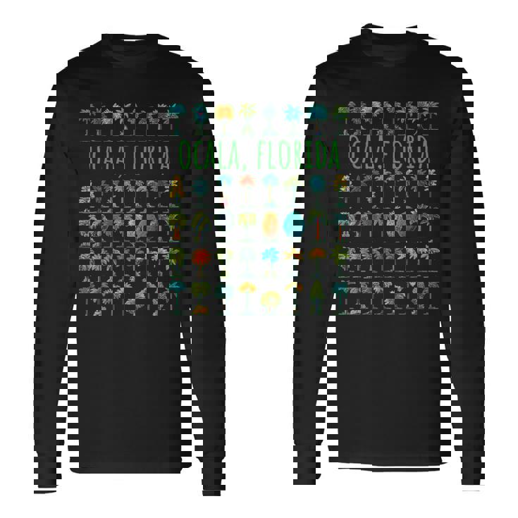 オカラフロリダ、アメリカ、ヤシの木のデザイン。 長袖Tシャツ ギフトのアイデア