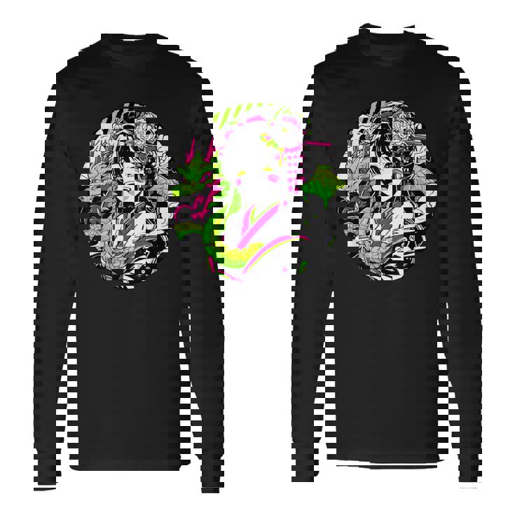 オタク愛好家のためのドラゴンボンド付きカワイイアニメ芸者 長袖Tシャツ