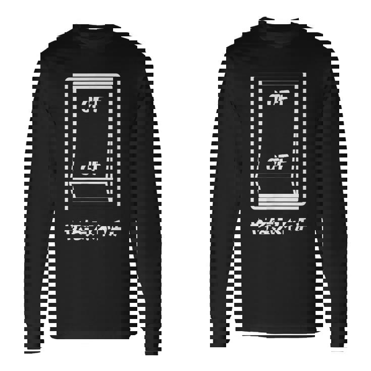 オフオフ やる気スイッチ ジョーク かわいい おやじギャグ ギャグ おもしろ 長袖Tシャツ