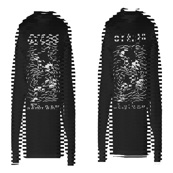 オルカのセラピー キュートなクジラ 面白い言葉 長袖Tシャツ