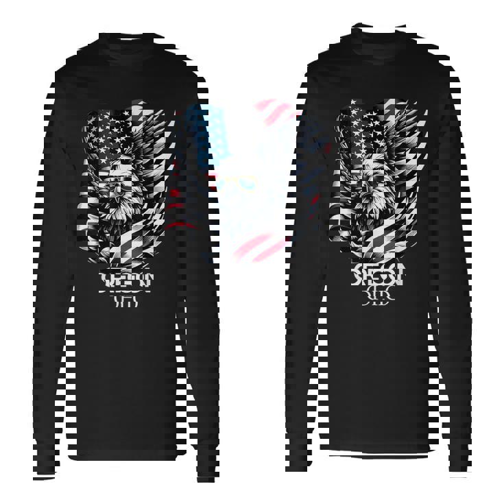 オレゴン州オハイオ州 7月4日 アメリカ国旗 長袖Tシャツ ギフトのアイデア