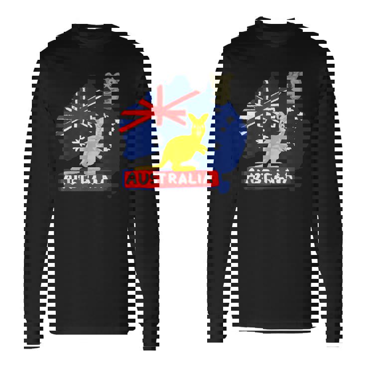 オーストラリア国旗マップ コンチネント カンガルー コアラ 長袖Tシャツ