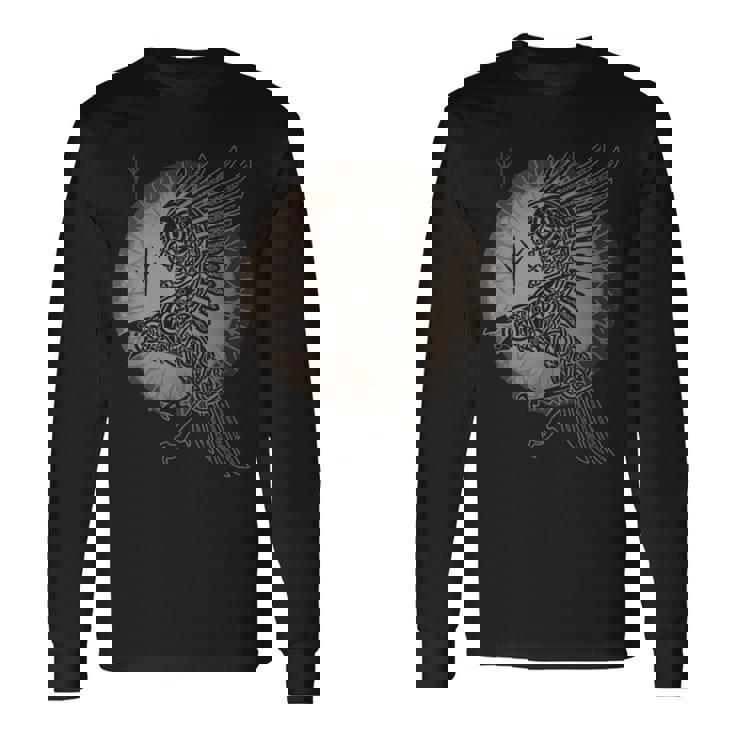 オーディンのカラス フギンとムニン フギンとムニン 長袖Tシャツ