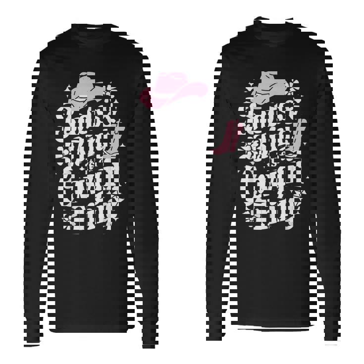 カウガールブーツ、キラキラ、カントリーミュージックギフト 長袖Tシャツ