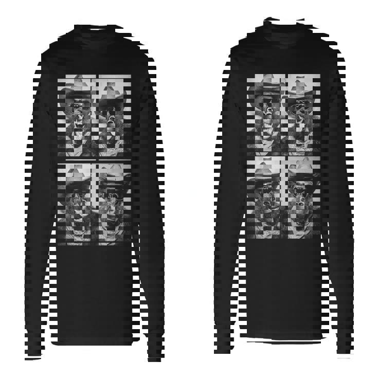 カウボーイ ゴリラ サングラス付き 動物 写真 ブース ウエスタン 長袖Tシャツ