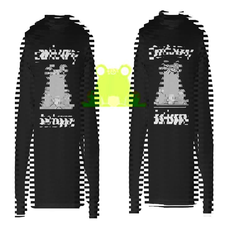 カエルのモチーフ面白いカエルのことわざは私にキスします Frog Motif Frogs Worry Hoppy 長袖Tシャツ