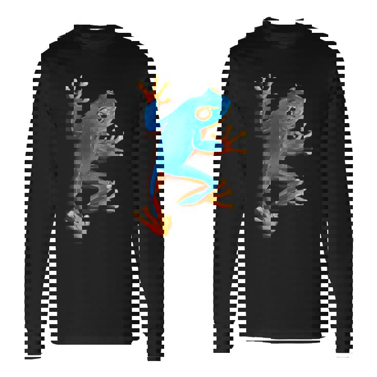 カエルの恋人-青いカエル 長袖Tシャツ