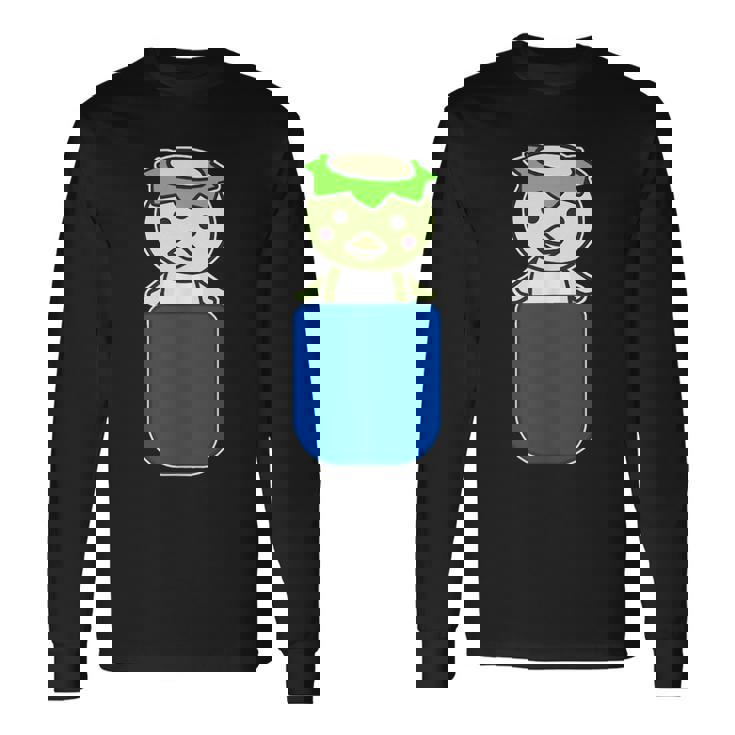 カッパ くん『いん・ざ・ぽけっと』河童【どうぶつフレンズ】きゅうり 妖怪 ゆるくて かわいい イラスト 長袖Tシャツ