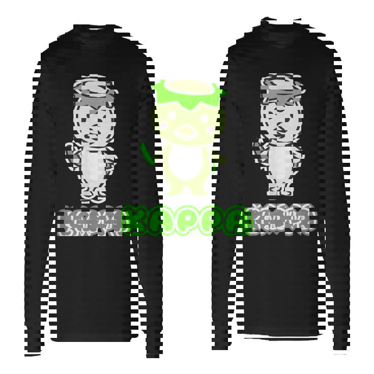 カッパ くん『セルフィー』河童【どうぶつフレンズ】きゅうり 妖怪 かわいい イラスト 長袖Tシャツ