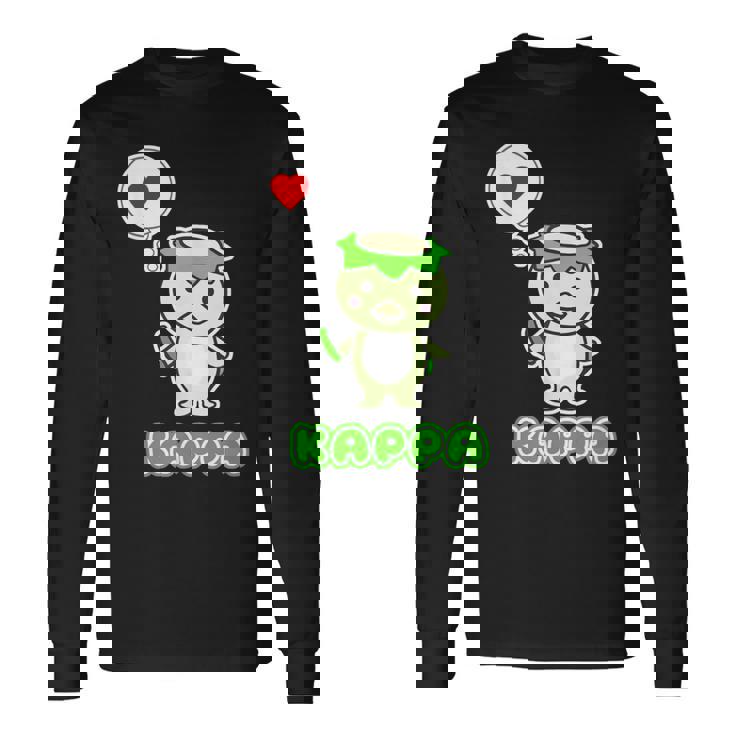 カッパくん『ハート』河童【どうぶつフレンズ】妖怪 ゆるくて かわいい キャラクター イラスト 長袖Tシャツ