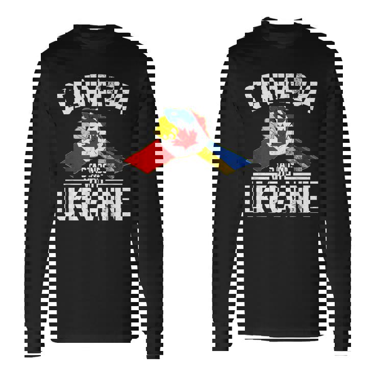 カナダはウクライナのウクライナのカナダの旗のtシャツで立ちます 長袖Tシャツ