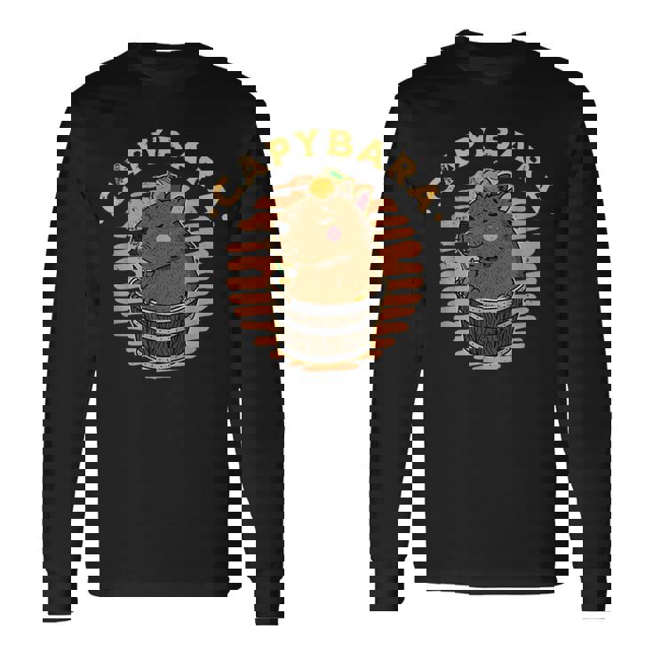 カピバラ 飼育員 動物 げっ歯類 自然 リラックス スパ 長袖Tシャツ