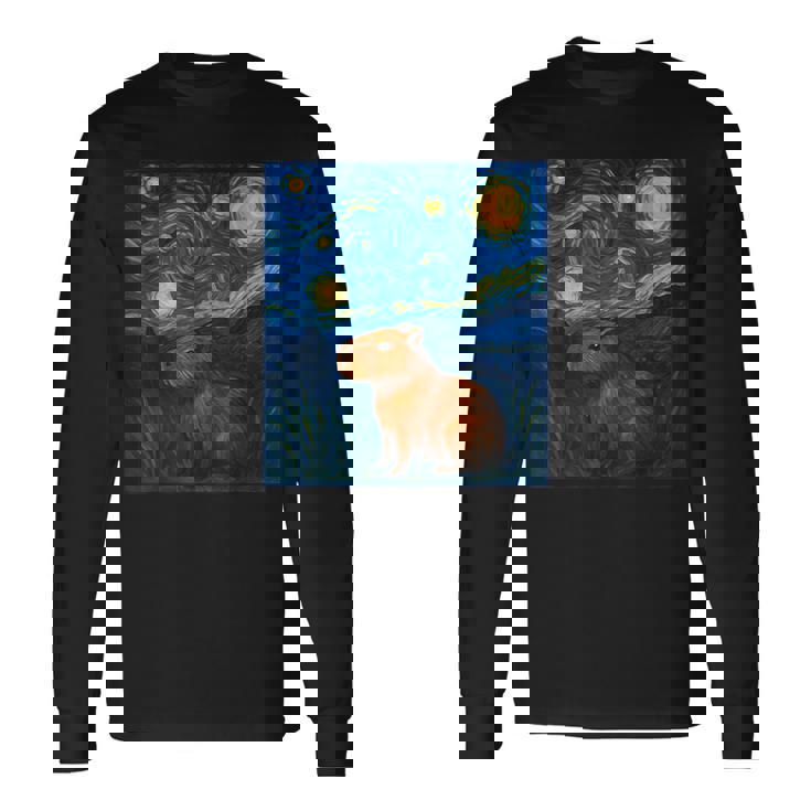 カピバラヴァンゴッホスターリーナイト 長袖Tシャツ ギフトのアイデア