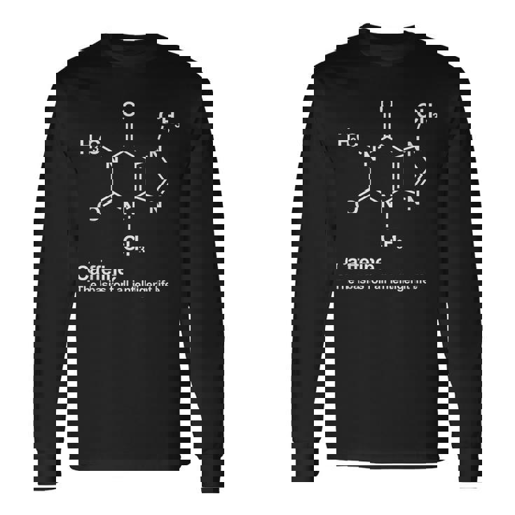 カフェイン分子化学カップ コーヒー 長袖Tシャツ