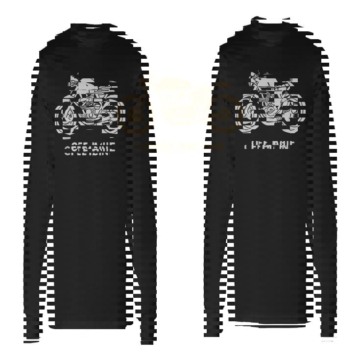 カフェレーサー 手描きバイクデザイン 長袖Tシャツ