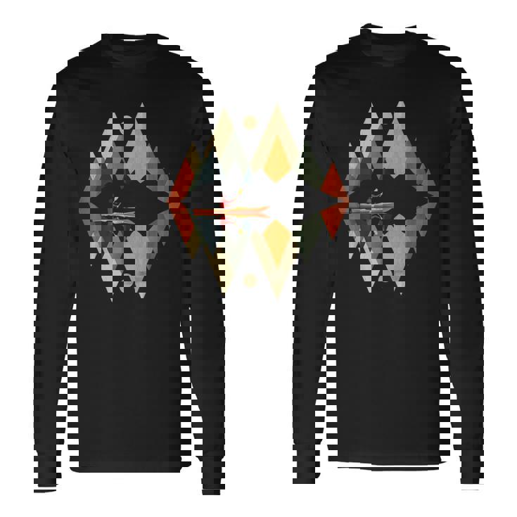 カヤック ヴィンテージ レトロ 山 カヌー カヌー カヤック 長袖Tシャツ