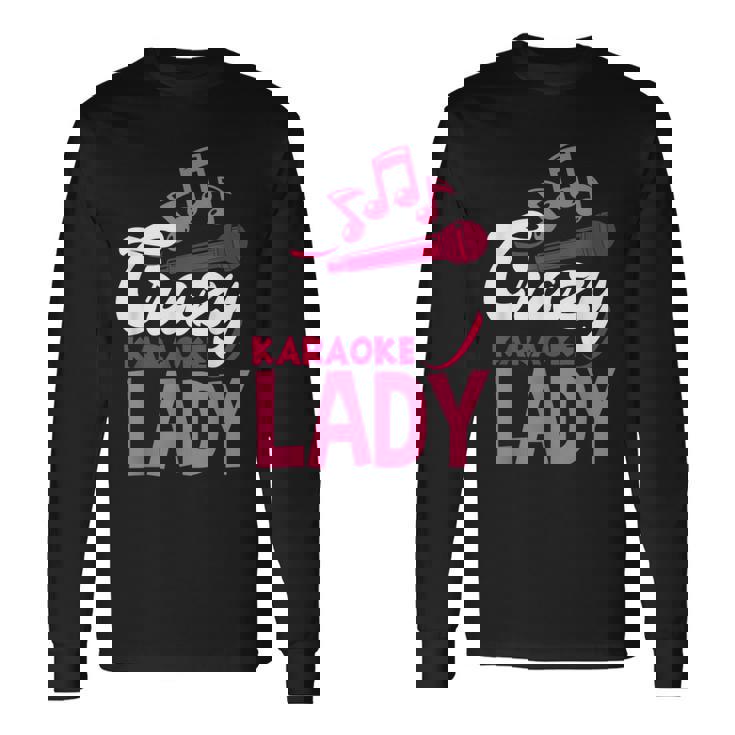 カラオケレディ おもしろ音楽好き カラオケシンガー 長袖Tシャツ