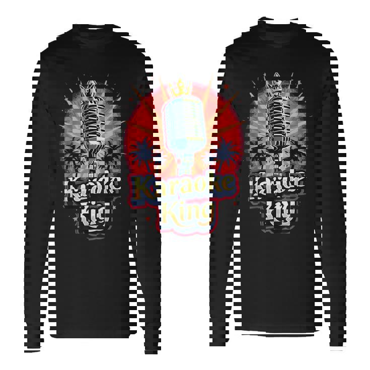 カラオケ愛好家のための面白いカラオケキング 長袖Tシャツ