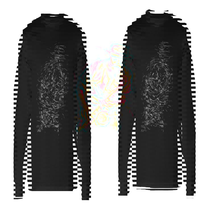 カラフル サックス 音楽 ジャズ バンド ミュージシャン トランペット トロンボーン 長袖Tシャツ