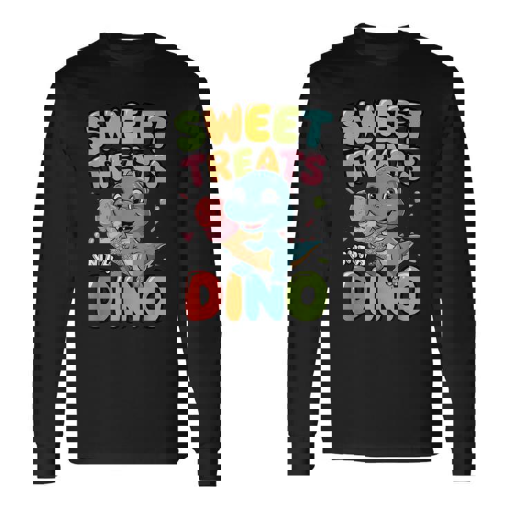 カラフル スイート おやつ 恐竜 かわいい 恐竜 デザート アイスクリーム 長袖Tシャツ