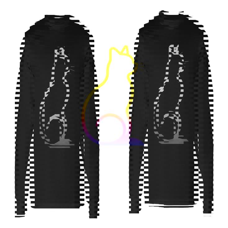 カラフルなかわいい猫 足 長袖Tシャツ