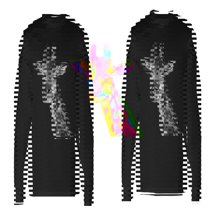 カラフルなキリン愛動物愛キリン 長袖Tシャツ